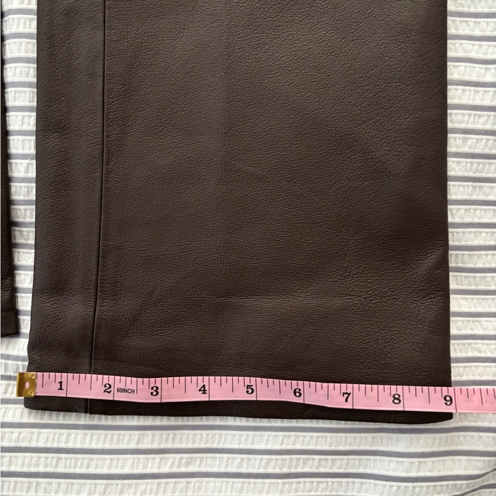 Vintage 100% Genuine Leather Chocolate Brown Bootcut Pants Size 6 - Picture 17 of 17